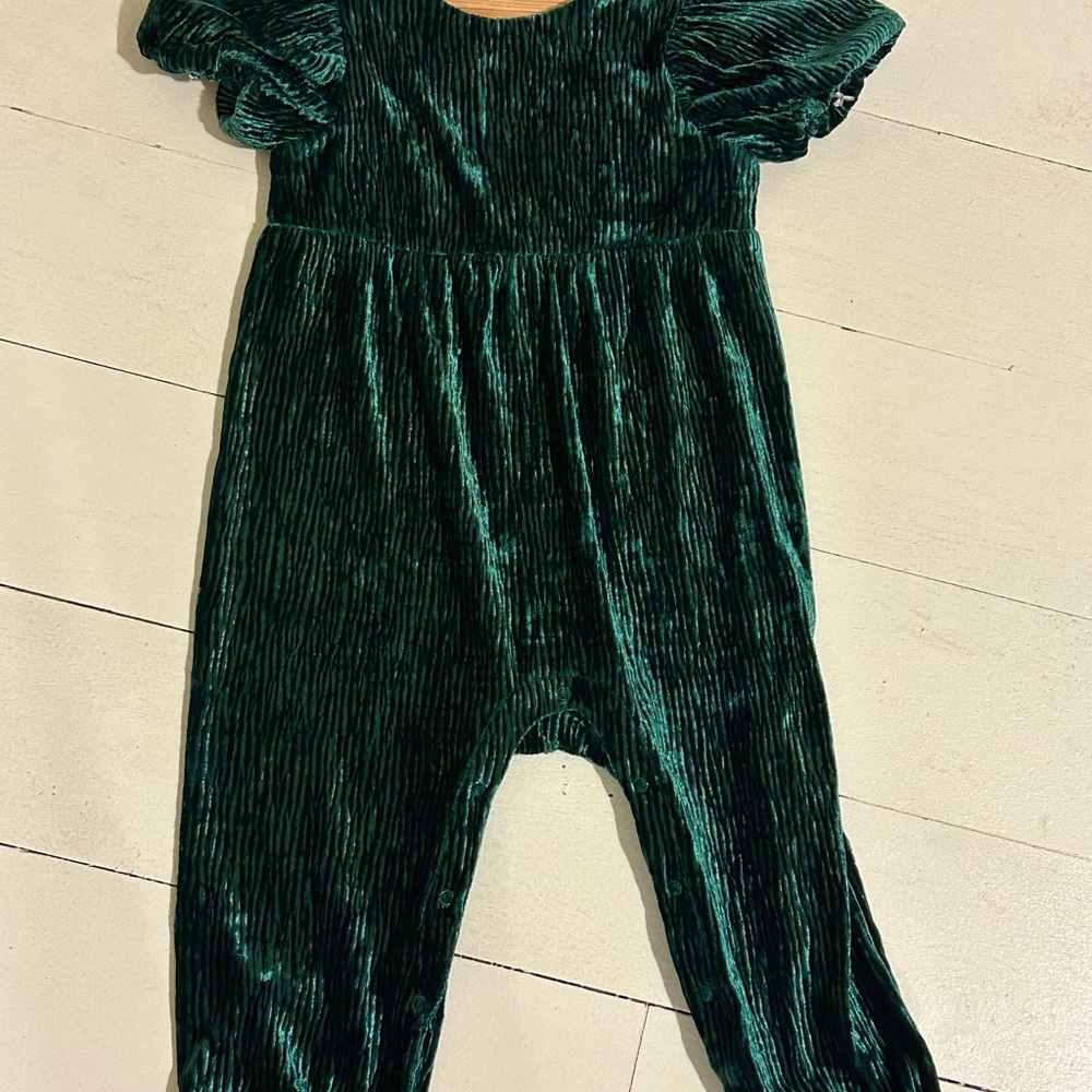 Cat & Jack Emerald Velvet Jumpsuit
